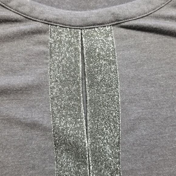J. Jill Large Tunic Top Gray Metallic Keyhole Neck Long Sleeves Casual Classic - Picture 4 of 9